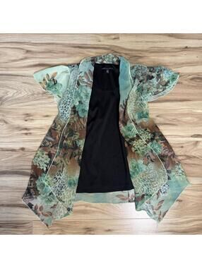 Sara Michelle Floral Leopard Kimono Top Fairycore